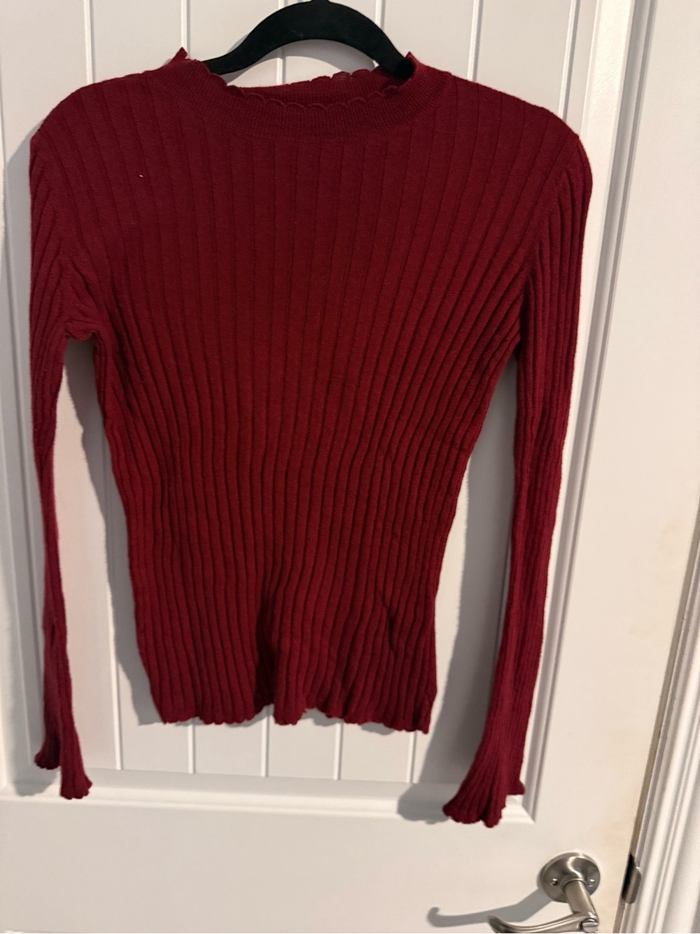 Joie Red Ribbed Knit Long Sleeve Sweater – Size L